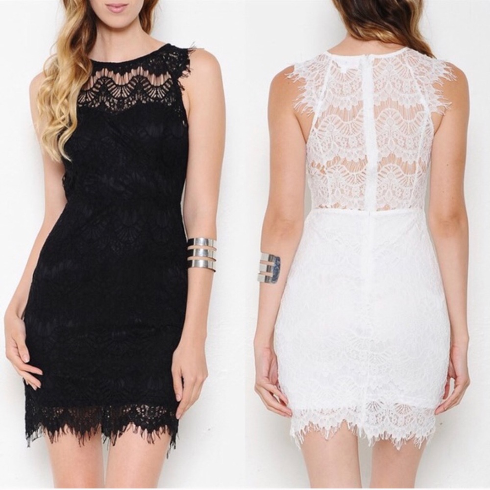 WHITE sexy lace dress L - Picture 1 of 1